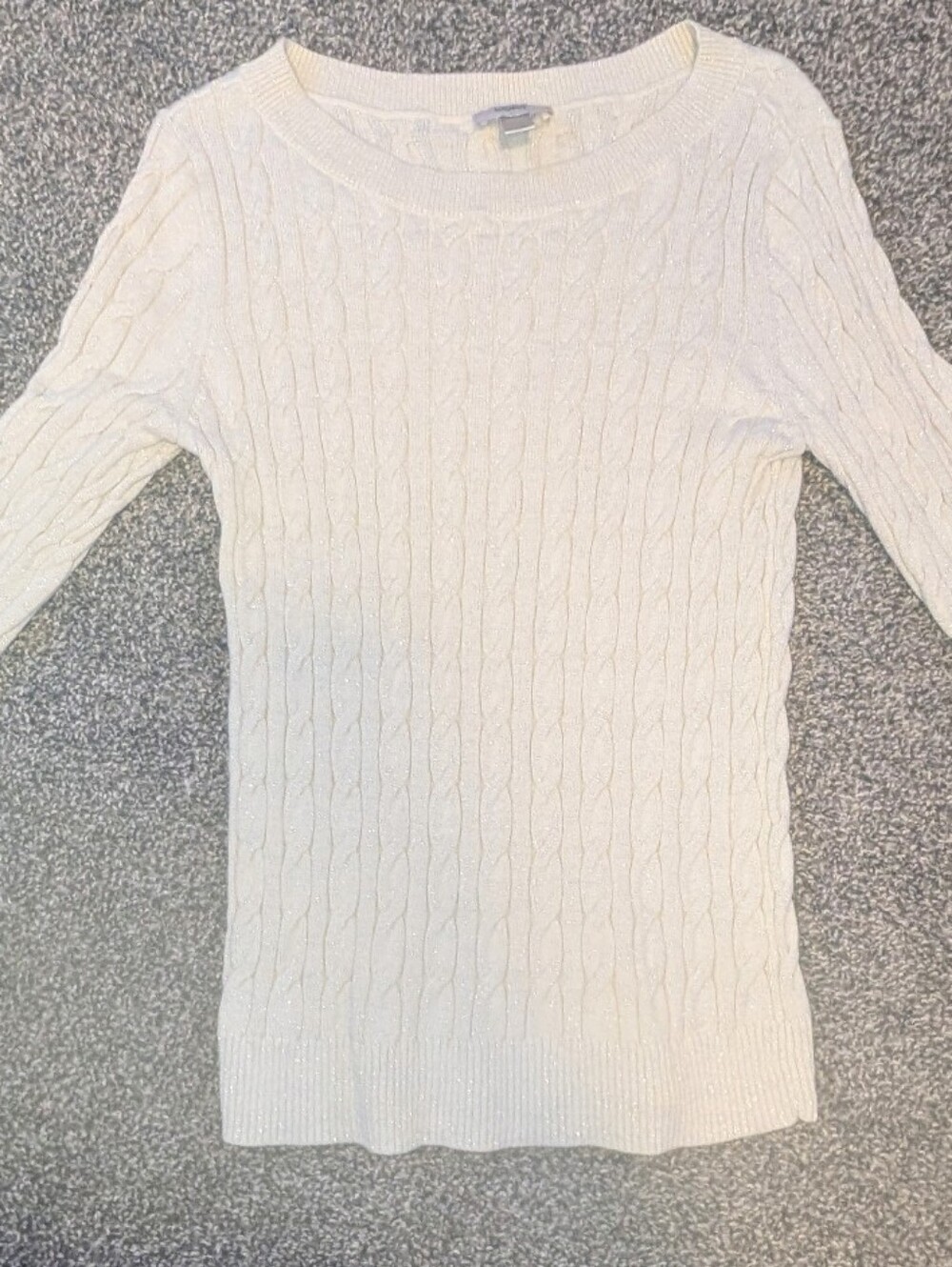 Women's Large LOFT Cream Cable Crewneck Sweater